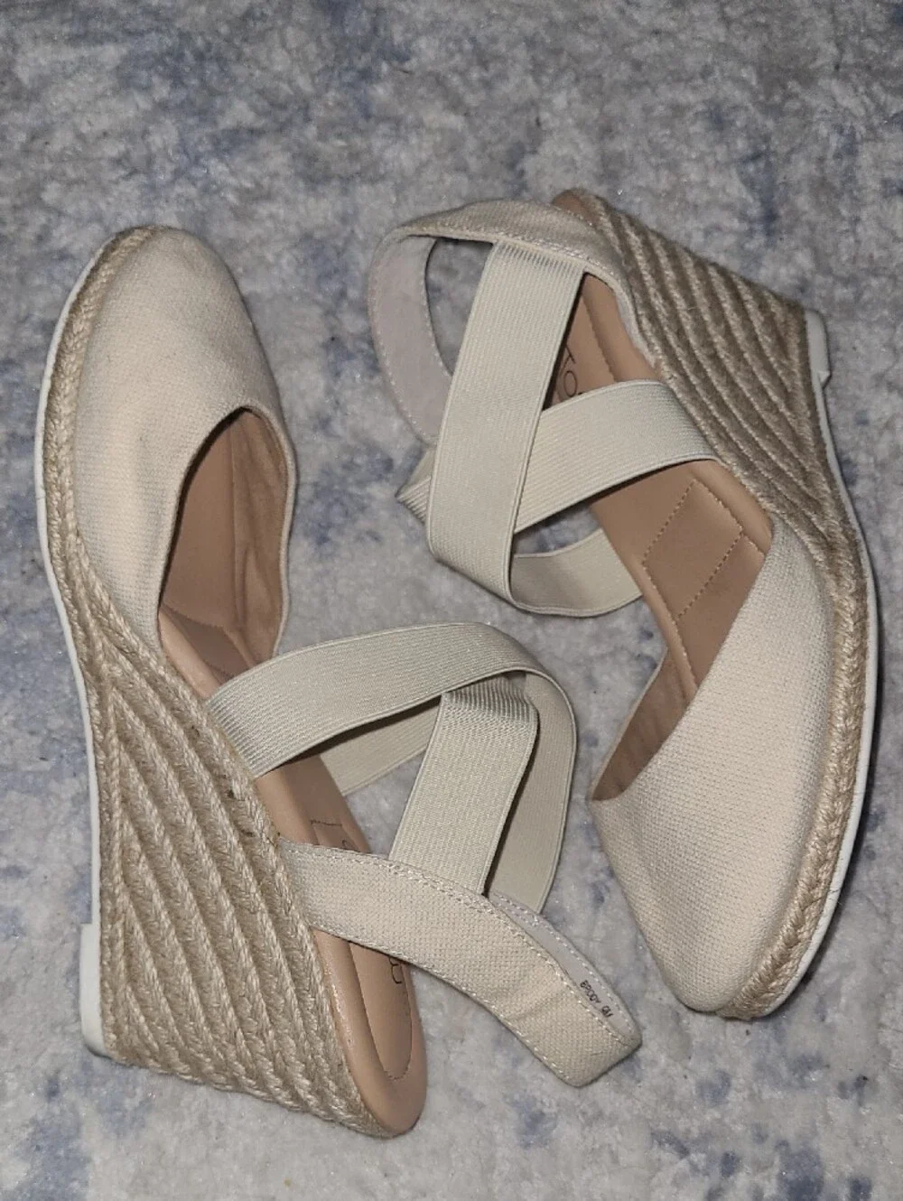 Me Too Cream Canvas Espadrille Slingback Flats